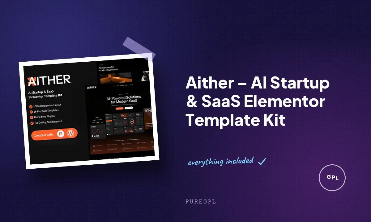 Aither – AI Startup & SaaS Elementor Template Kit
