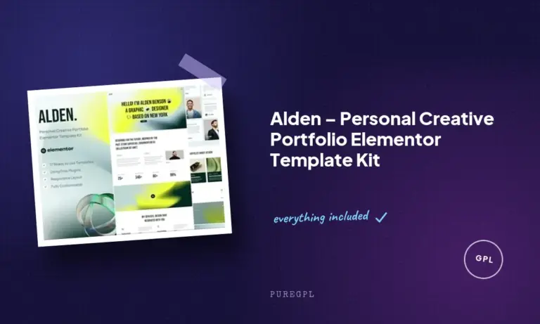 alden personal creative portfolio elementor template kit