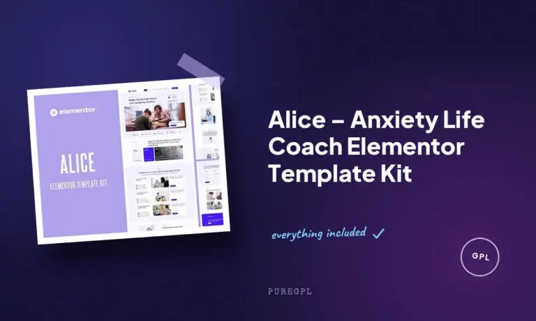 alice anxiety life coach elementor template kit