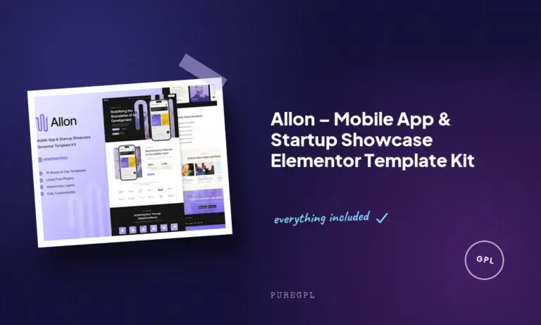 allon mobile app startup showcase elementor template kit