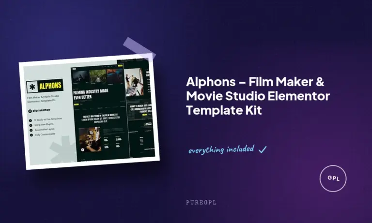 alphons film maker movie studio elementor template kit