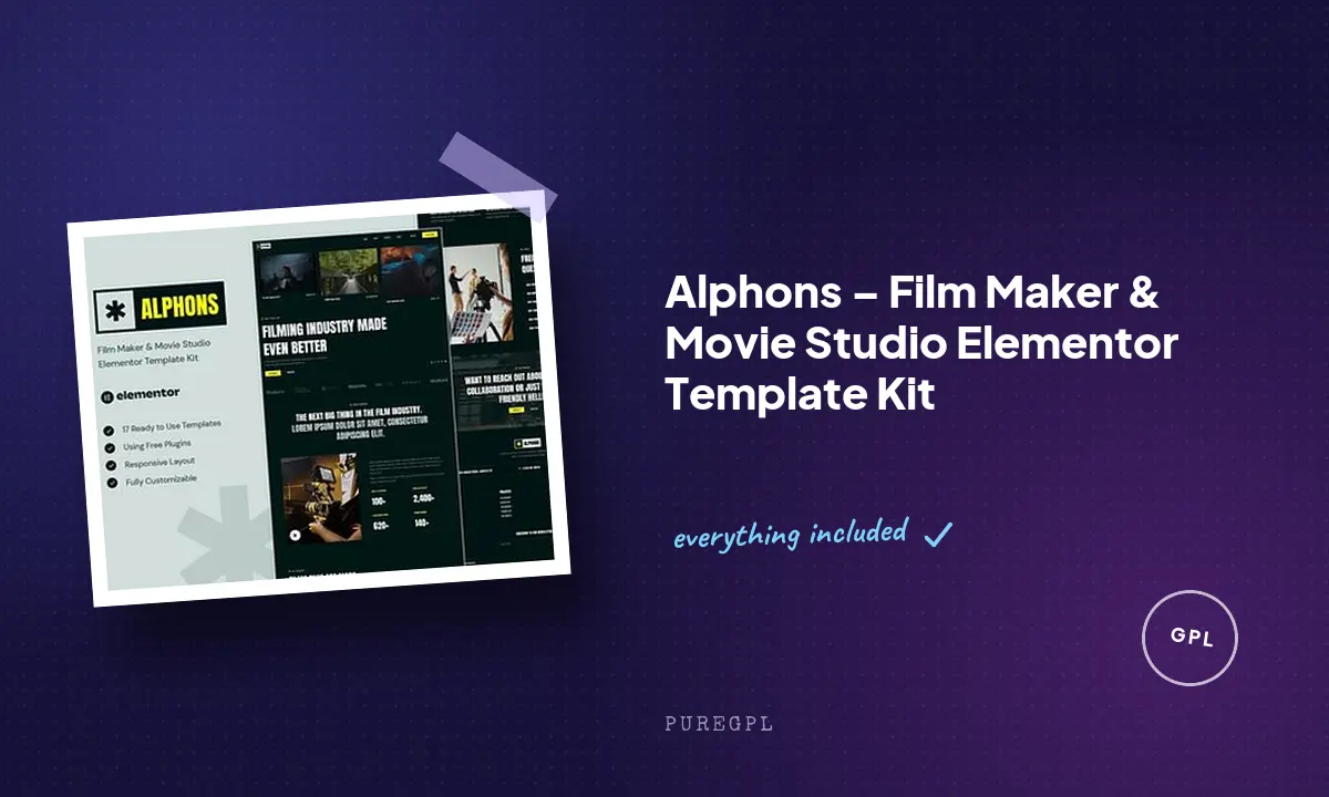 Alphons – Film Maker & Movie Studio Elementor Template Kit