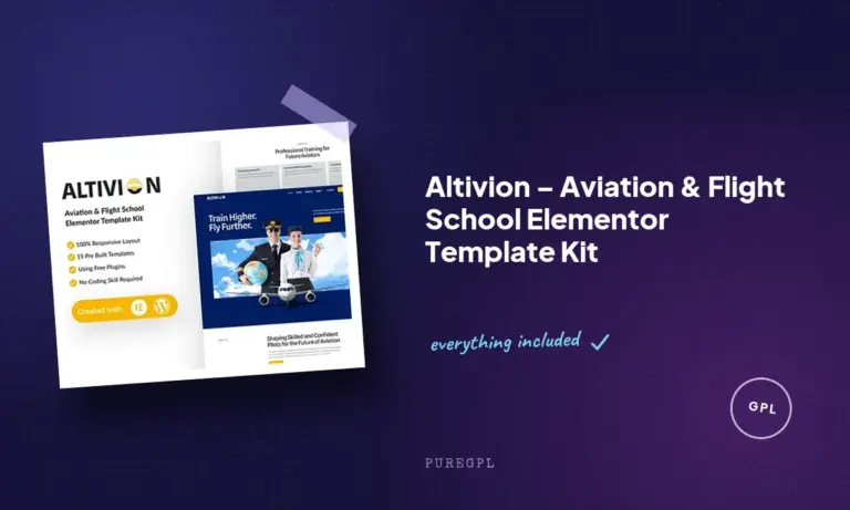 altivion aviation flight school elementor template kit