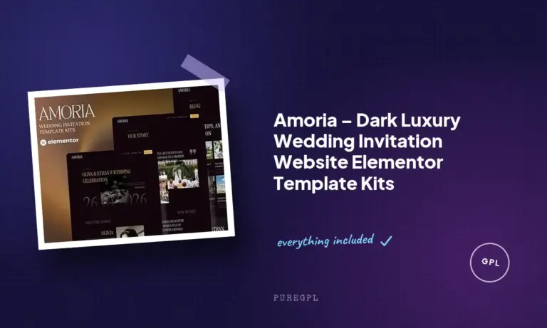 amoria dark luxury wedding invitation website elementor template kits
