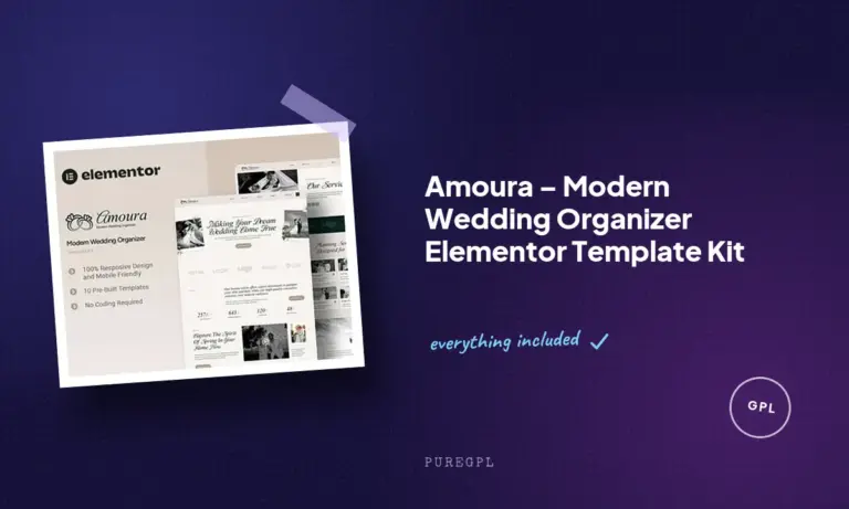 amoura modern wedding organizer elementor template kit