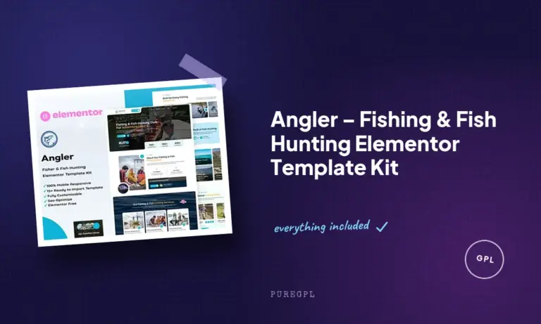 angler fishing fish hunting elementor template kit