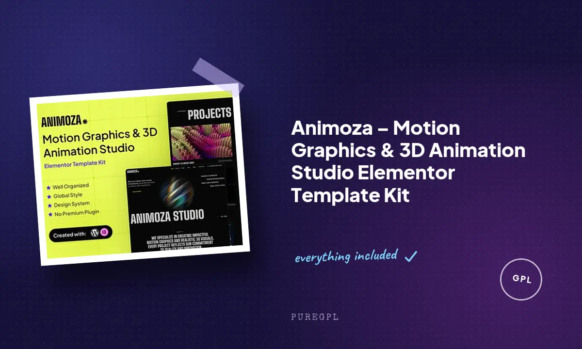 Animoza – Motion Graphics & 3D Animation Studio Elementor Template Kit