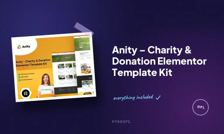 anity charity donation elementor template kit