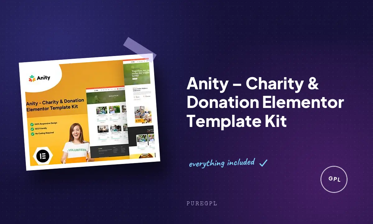 Anity – Charity & Donation Elementor Template Kit