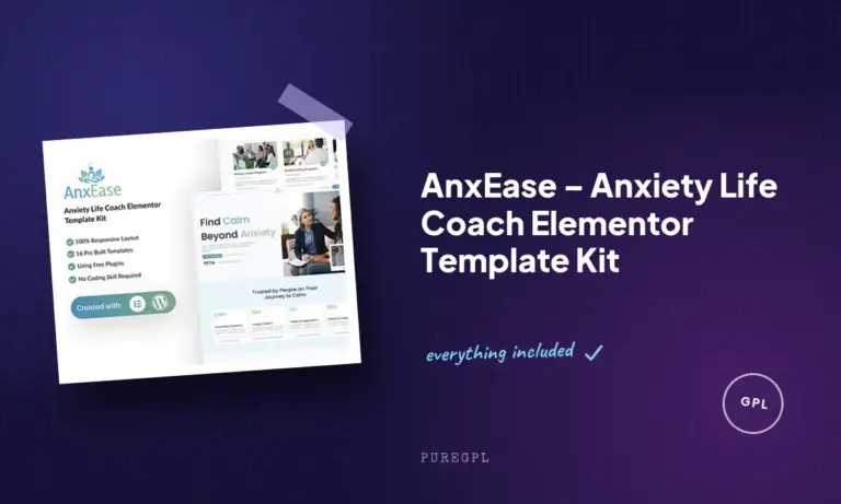 anxease anxiety life coach elementor template kit