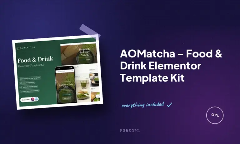 aomatcha food drink elementor template kit