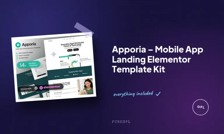 apporia mobile app landing elementor template kit