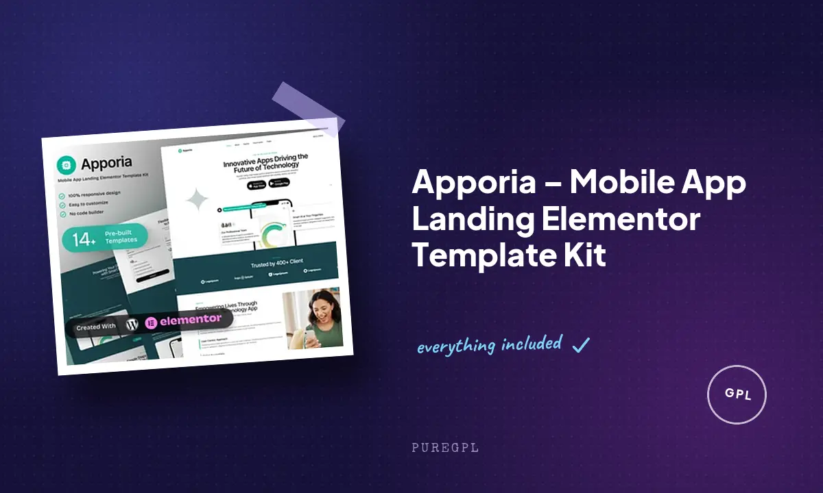Apporia – Mobile App Landing Elementor Template Kit