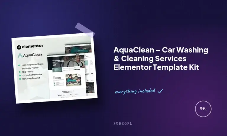aquaclean car washing cleaning services elementor template kit
