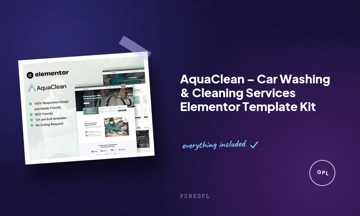 AquaClean – Car Washing & Cleaning Services Elementor Template Kit