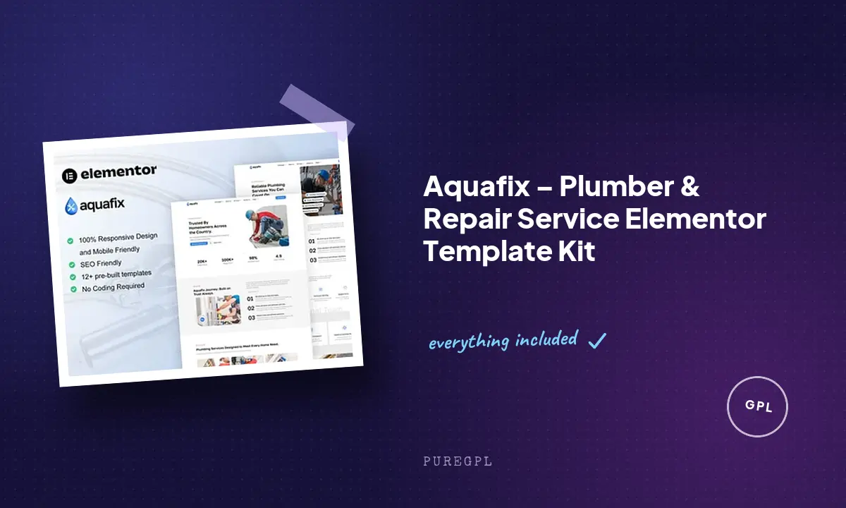 Aquafix – Plumber & Repair Service Elementor Template Kit