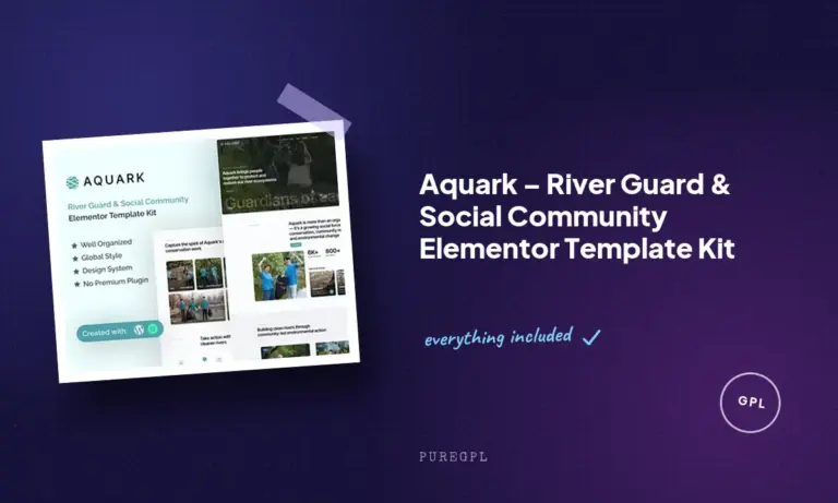 aquark river guard social community elementor template kit