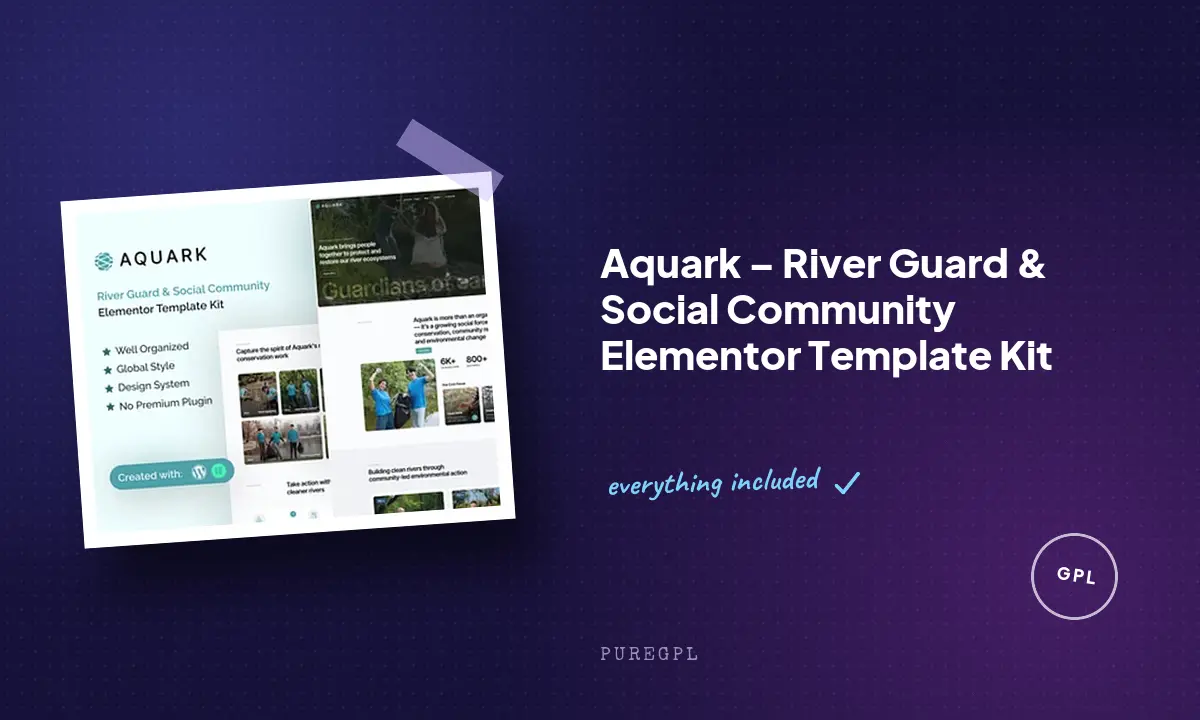 Aquark – River Guard & Social Community Elementor Template Kit