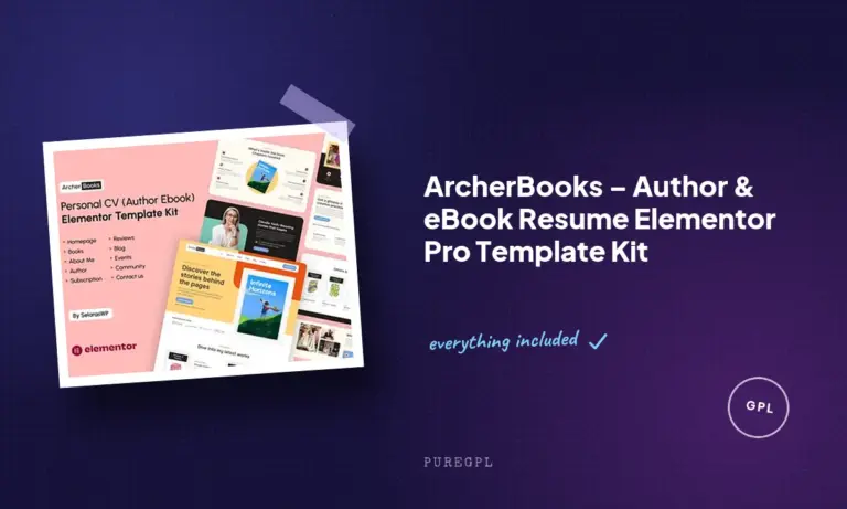 archerbooks author ebook resume elementor pro template kit