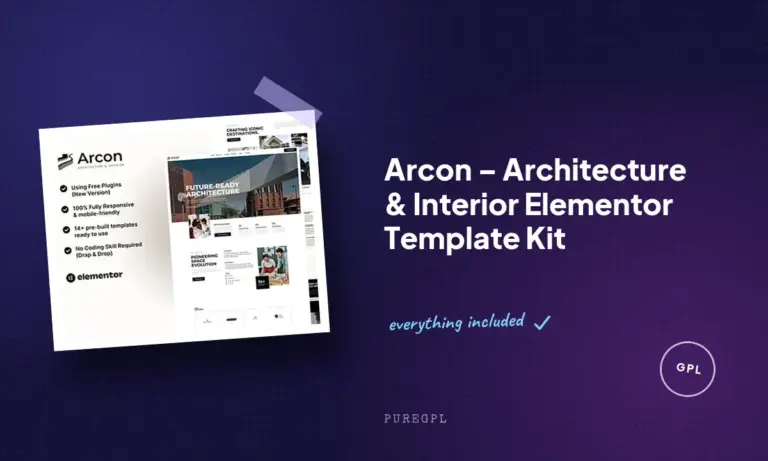 arcon architecture interior elementor template kit