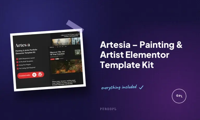 artesia painting artist elementor template kit