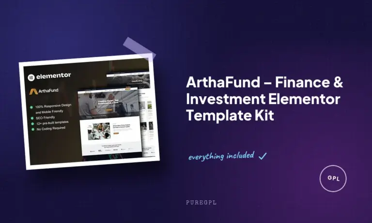 arthafund finance investment elementor template kit