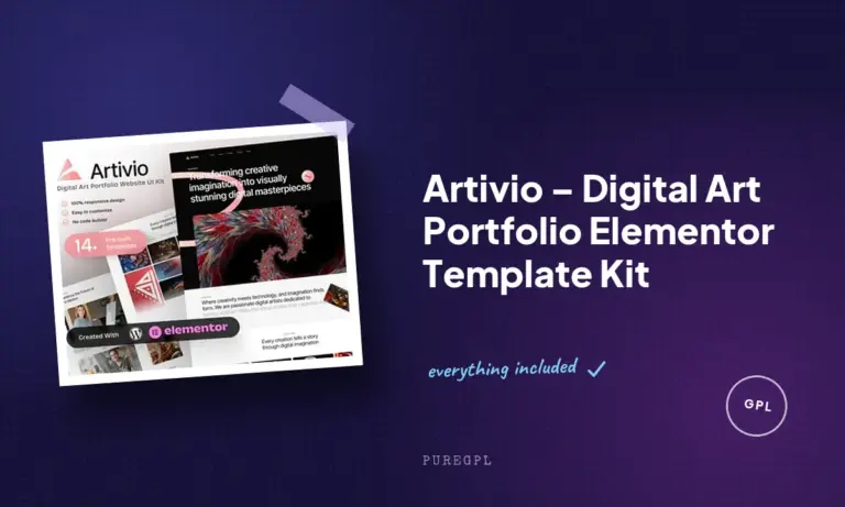 artivio digital art portfolio elementor template kit