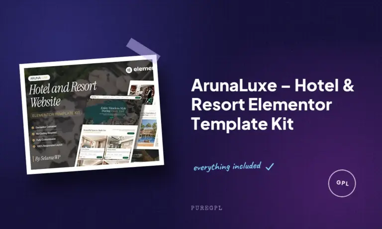 arunaluxe hotel resort elementor template kit