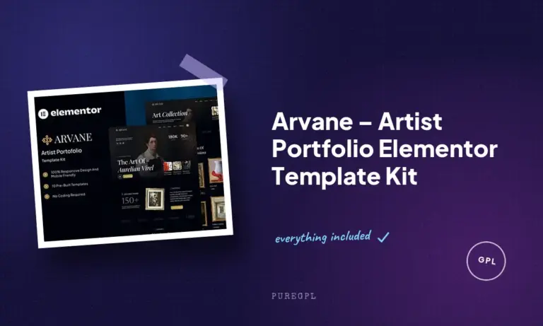 arvane artist portfolio elementor template kit