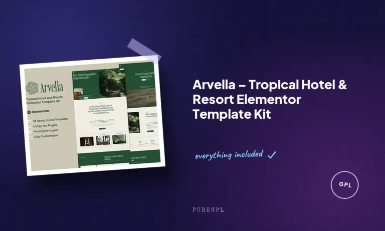 arvella tropical hotel resort elementor template kit