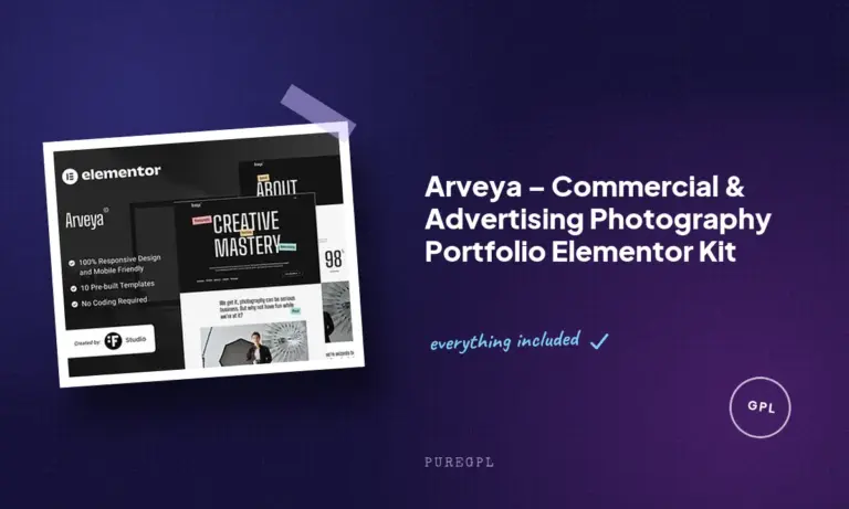 arveya commercial advertising photography portfolio elementor kit