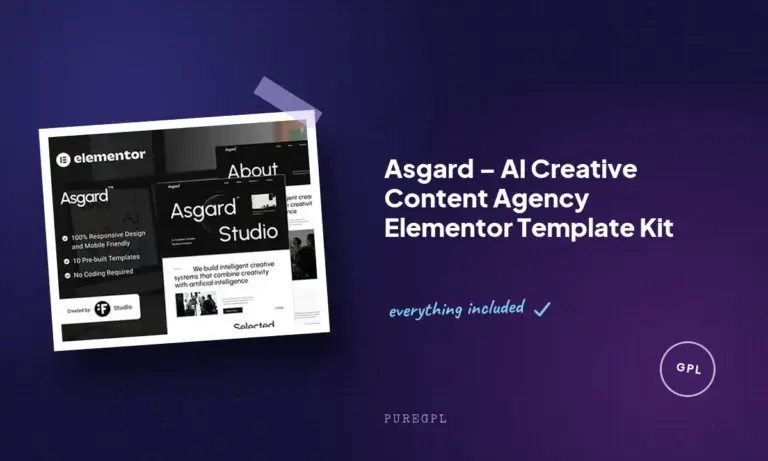 asgard ai creative content agency elementor template kit