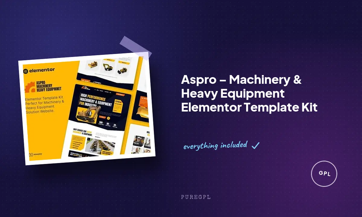 Aspro – Machinery & Heavy Equipment Elementor Template Kit