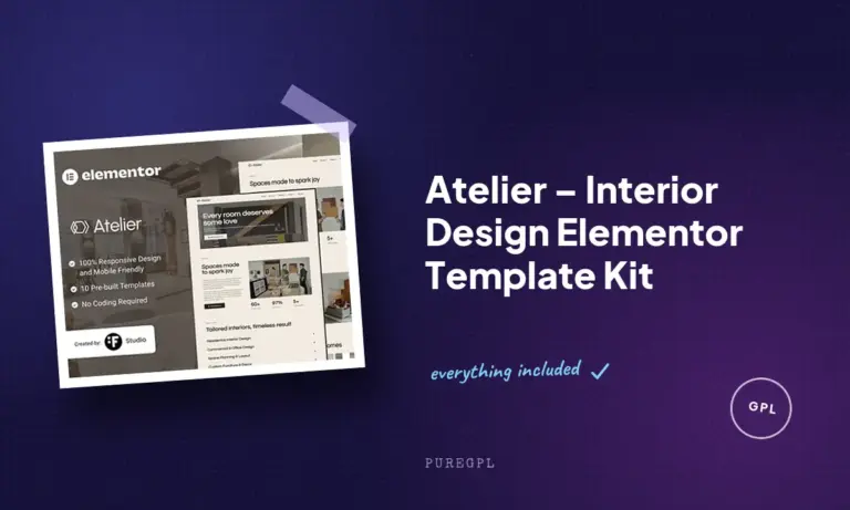 atelier interior design elementor template kit