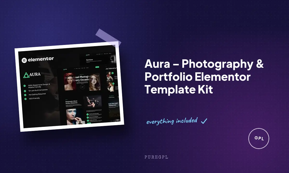 Aura – Photography & Portfolio Elementor Template Kit