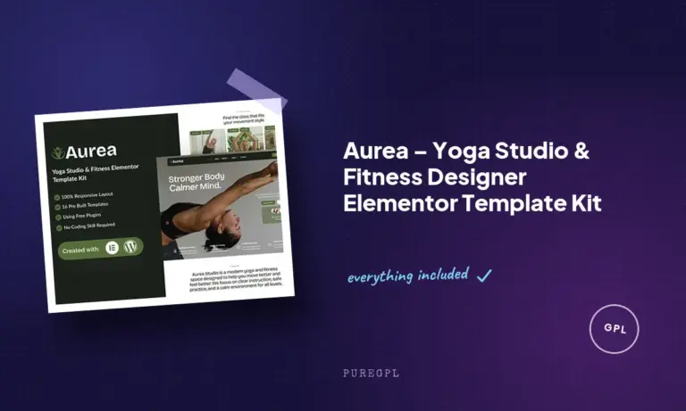 aurea yoga studio fitness designer elementor template kit