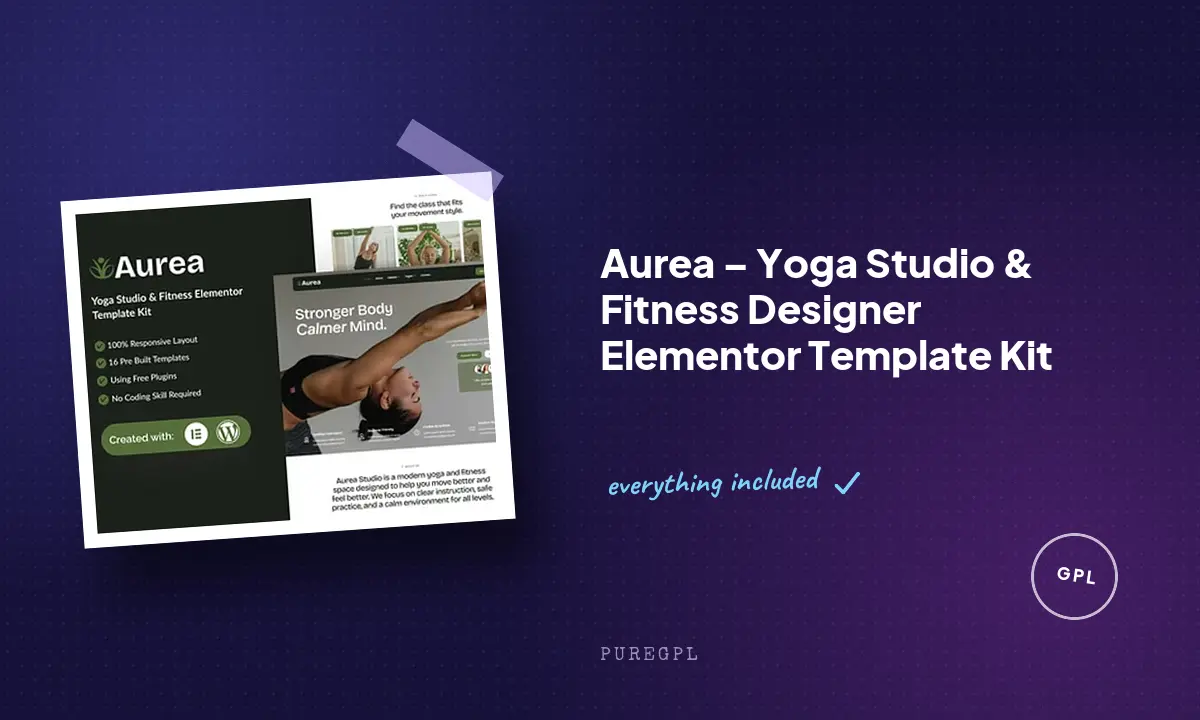 Aurea – Yoga Studio & Fitness Designer Elementor Template Kit