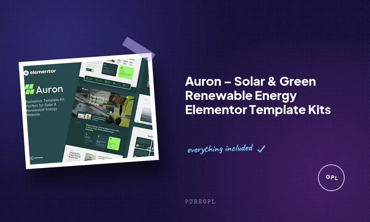 Auron – Solar & Green Renewable Energy Elementor Template Kits