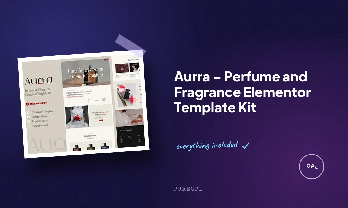 Aurra – Perfume and Fragrance Elementor Template Kit