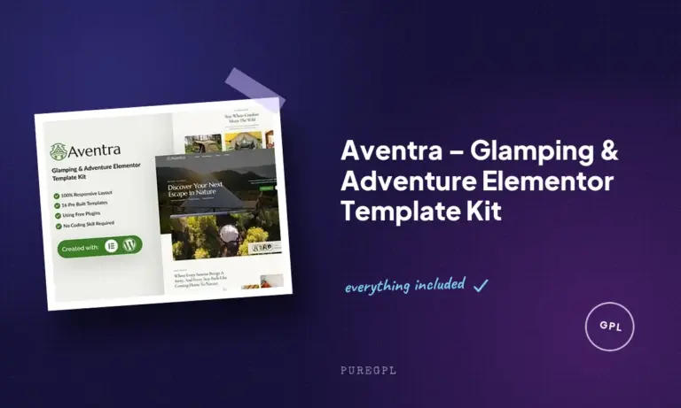 aventra glamping adventure elementor template kit