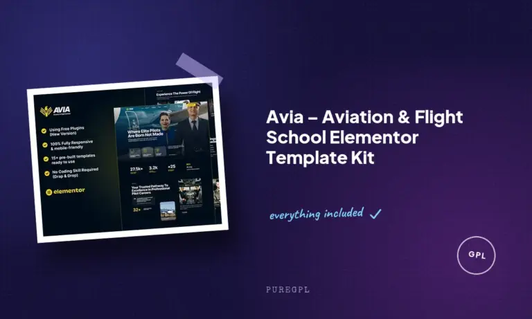 avia aviation flight school elementor template kit