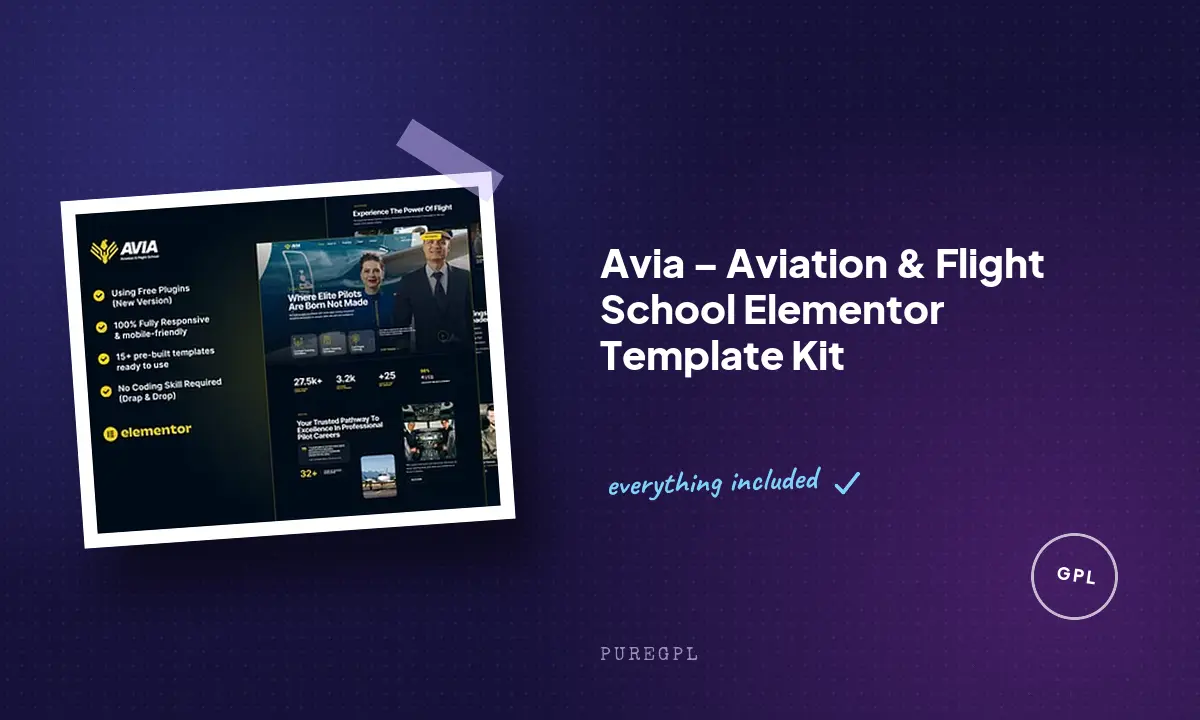 Avia – Aviation & Flight School Elementor Template Kit