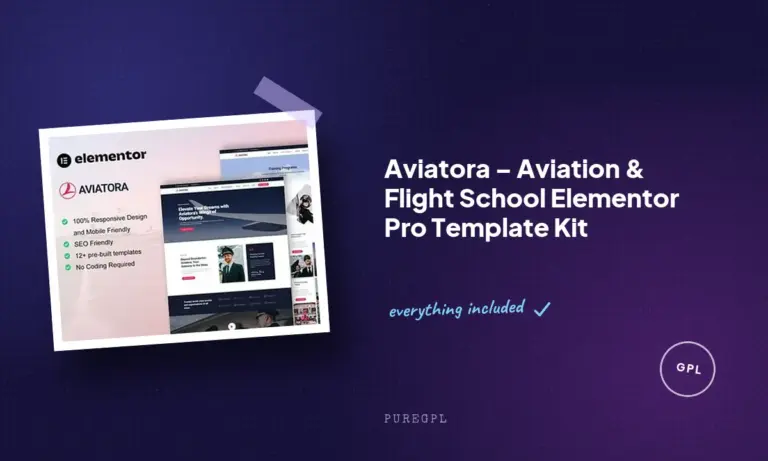aviatora aviation flight school elementor pro template kit