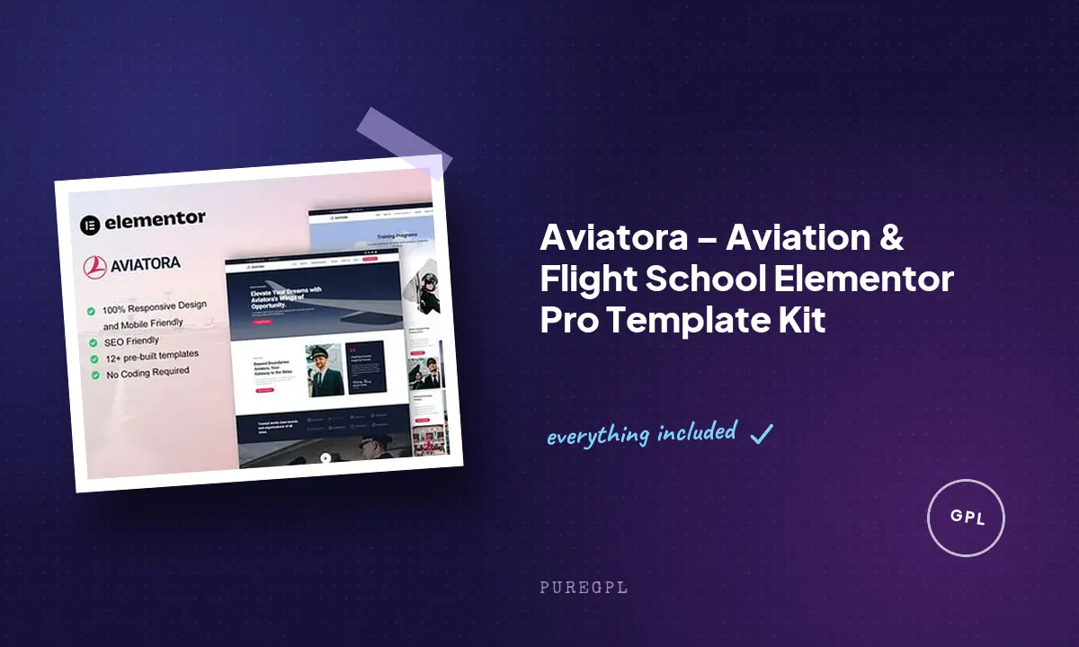 Aviatora – Aviation & Flight School Elementor Pro Template Kit