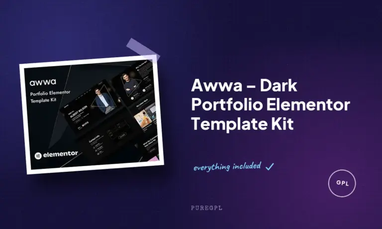 awwa dark portfolio elementor template kit