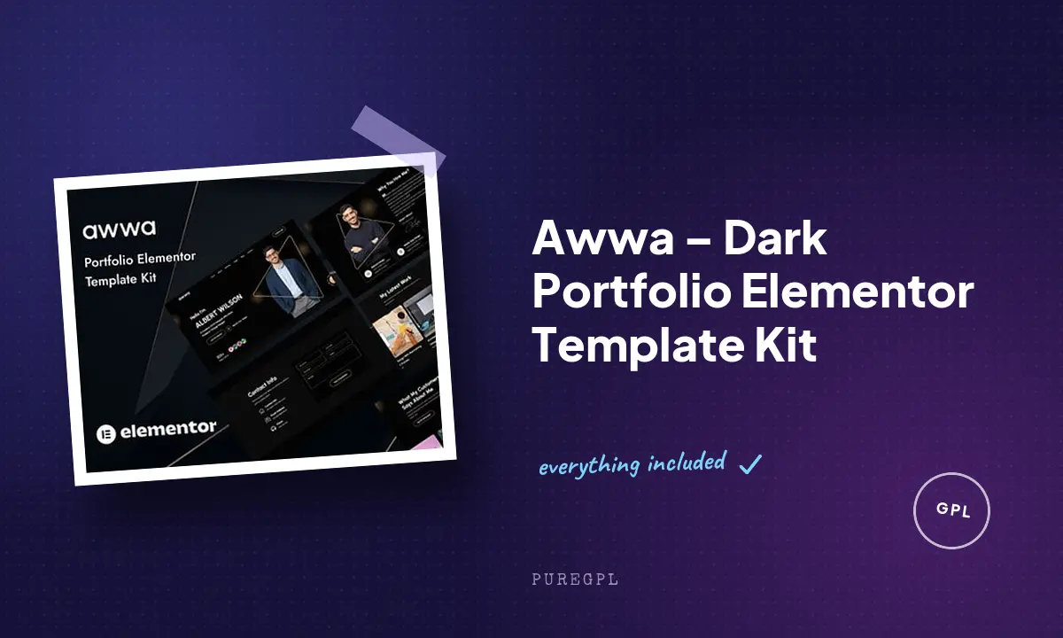 Awwa – Dark Portfolio Elementor Template Kit