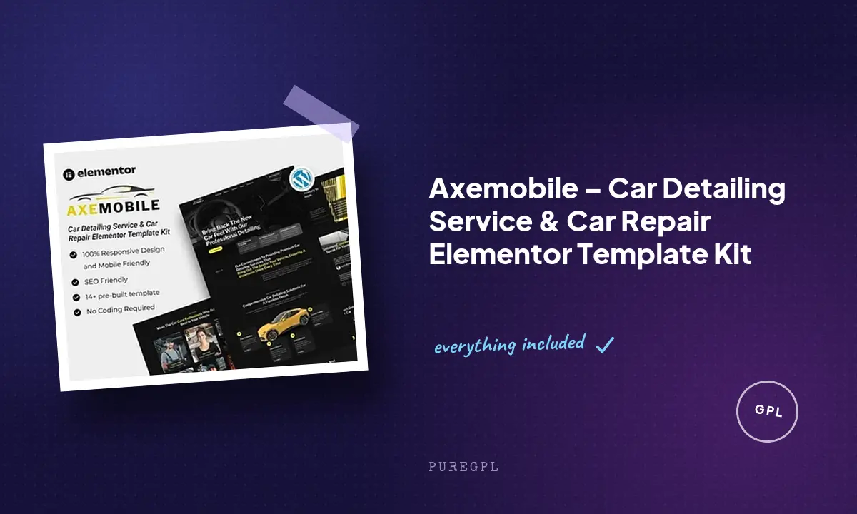 Axemobile – Car Detailing Service & Car Repair Elementor Template Kit