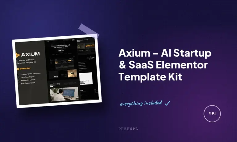 axium ai startup saas elementor template kit