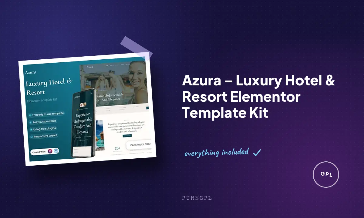 Azura – Luxury Hotel & Resort Elementor Template Kit