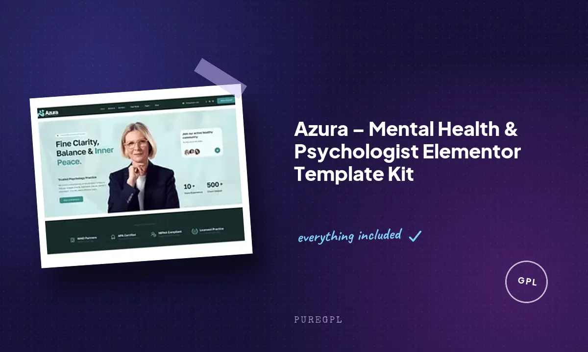 Azura – Mental Health & Psychologist Elementor Template Kit
